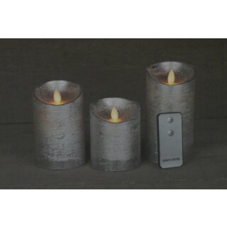 3er Set LED Kerzen silber mit Fernbedienung