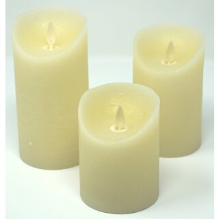 3er Set LED Kerzen wei&szlig; / elfenbein mit Fernbedienung