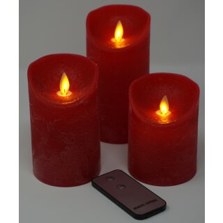 3er Set LED Kerzen rot mit Fernbedienung