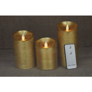 3er Set LED Kerzen gold mit Fernbedienung