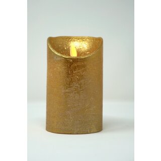 LED Stumpenkerze 12,5 cm gold mit Timer