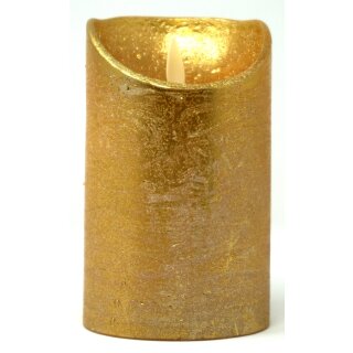 LED Stumpenkerze 15 cm gold mit Timer