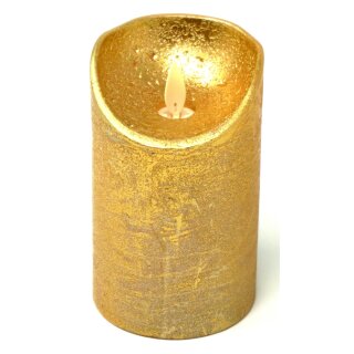 LED Stumpenkerze gold mit Timer + Einschaltautomatic 12,5 cm