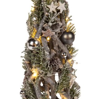 Adventsbaum mit Schnee, Weihnachtsdekoration und 10 LEDs