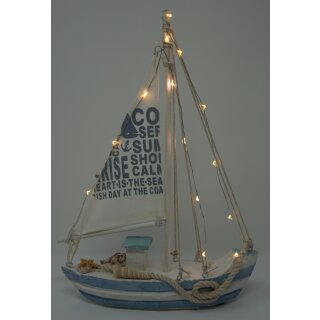 Deko Holz Segelschiff 28 x 21 cm mit 13 LEDs