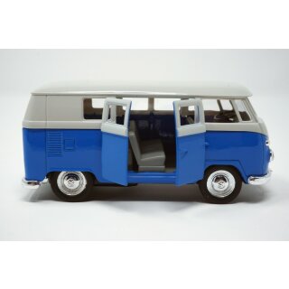 Modellauto VW T1 Bus 1963 mit R&uuml;ckziehmotor blau / beige
