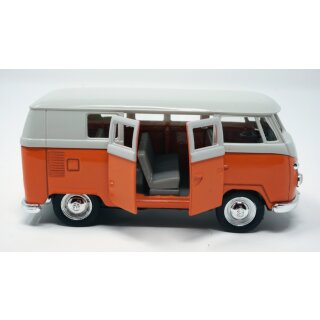 Modellauto VW T1 Bus 1963 mit R&uuml;ckziehmotor orange / beige