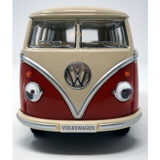 Volkswagen Samba Bus Flower Power rot / beige Modellauto 1962 VW T1 Bulli 1:24