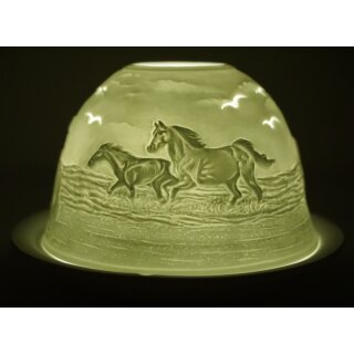 Dom Light Pferde am Strand Teelicht Windlicht Pony Pferd Fohlen Reiter Meer