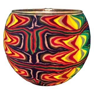 Leuchtglas Fantasy Teelicht Windlicht buntes farbiges Muster