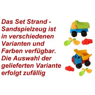 Sandkasten Spielzeug mit LKW Förmchen Schaufel und Harke Strandspielzeug Sand 