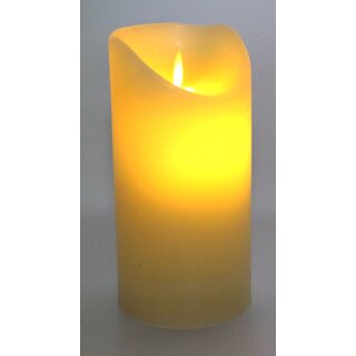 LED Stumpenkerze 15 cm creme / elfenbein mit Timer mit echtem Flammen Effekt