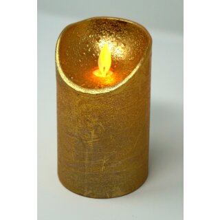 LED echtwachs Stumpenkerze gold Einschaltautomatic + Timer Kerze 10 cm