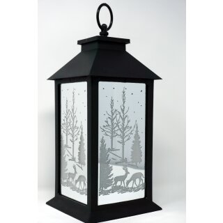 Outdoor Laterne Winterwald mit Timer und LED Beleuchtung