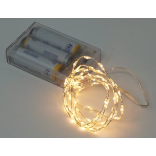 Lichterkette mit 66 Micro LED warmwei&szlig; 100 cm Timer Batteriebetrieb