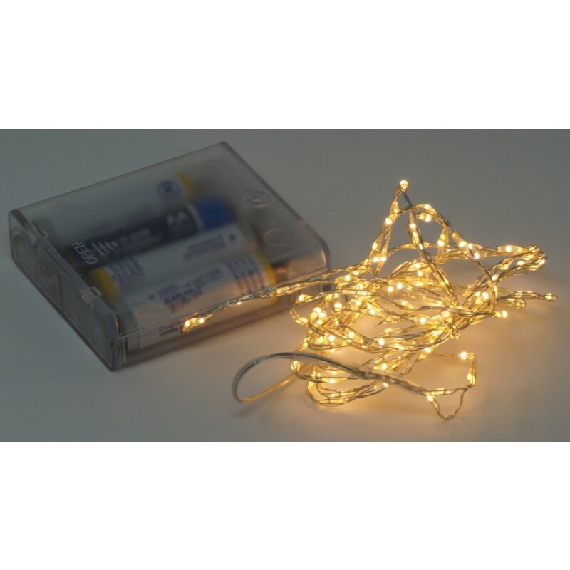 Micro LED Draht Lichterkette 10 LED Timer Funktion Indoor Batterie Betrieb 95 cm