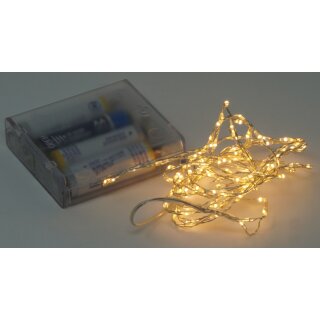 Lichterkette mit 132 Micro LED warmwei&szlig; 200 cm Timer Batteriebetrieb