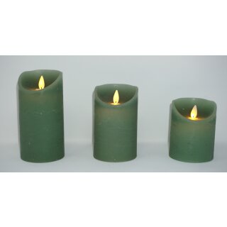 3er Set LED Kerzen JADE GR&Uuml;N mit Fernbedienung