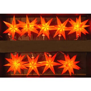 Lichterkette Weihnachtssterne rot mit 9 3D Sterne mit Netzteil