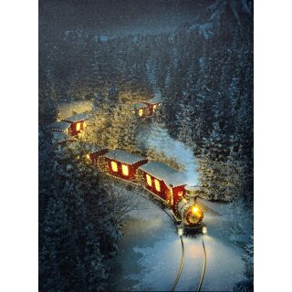 LED Bild Weihnachtszug mit Beleuchtung Batteriebetrieb 30 x 40 cm
