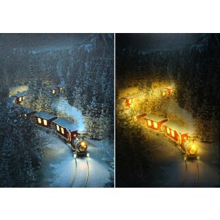 LED Bild Weihnachtszug mit Beleuchtung Batteriebetrieb 30 x 40 cm