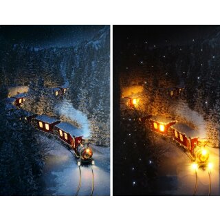 LED Bild Weihnachtszug mit Beleuchtung Batteriebetrieb 38 x 58 cm