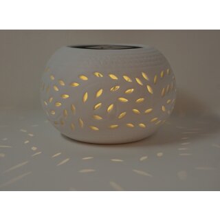 LED Outdoor Leuchte Solarbetrieb Keramik wei&szlig; 15 x 10 cm