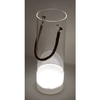 LED Glas Vase MALI gro&szlig; 9,5 x 26 cm mit 7 LEDs und Timer Batteriebetrieb