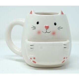 Keramik Trinkbecher Katze mit Keksfach 400 ml