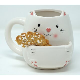 Keramik Trinkbecher Katze mit Keksfach 400 ml
