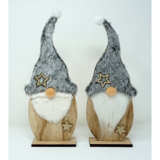 2 St&uuml;ck Dekofiguren stehender Weihnachtswichtel aus Holz ca.30 cm