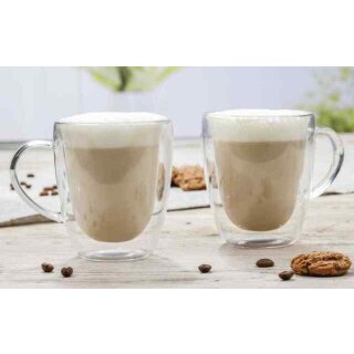 2 Cappuccino GlasTassen aus hochwertigem und doppelwandigem Borosilikatglas