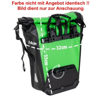 Fahrradtasche blau/schwarz Packtasche 25 L Gep&auml;cktr&auml;gertasche Wasserdicht Schnellverschluss