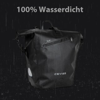 Fahrradtasche schwarz Packtasche 25 L Gep&auml;cktr&auml;gertasche Wasserdicht Schnellverschluss