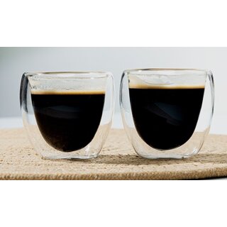 2 Espresso Gl&auml;ser Tassen aus hochwertigem und doppelwandigem Borosilikatglas