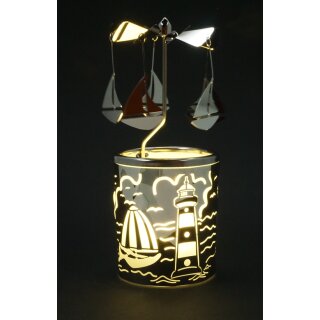 Kerzenfarm Teelichthalter Glaskarussell Segelboot