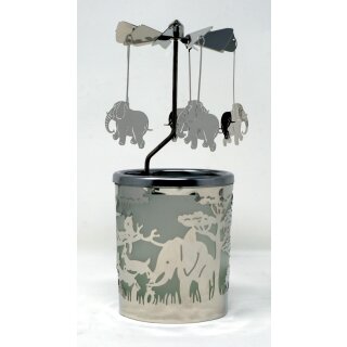 Kerzenfarm Teelichthalter Glaskarussell Elefant