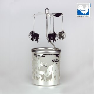 Kerzenfarm Teelichthalter Glaskarussell Elefant