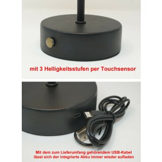 LED Tischleuchte KISU Baum 3 Helligkeitsstufen per Touchsensor USB Ladekabel